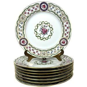 Haviland Limoges "Louveciennes" Dinner Plate 10.5" France-Set of 8-Pristine Mint